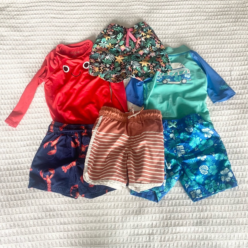 Boys 2T swim bundle Chubbies, Carter’s, Cat & Jack